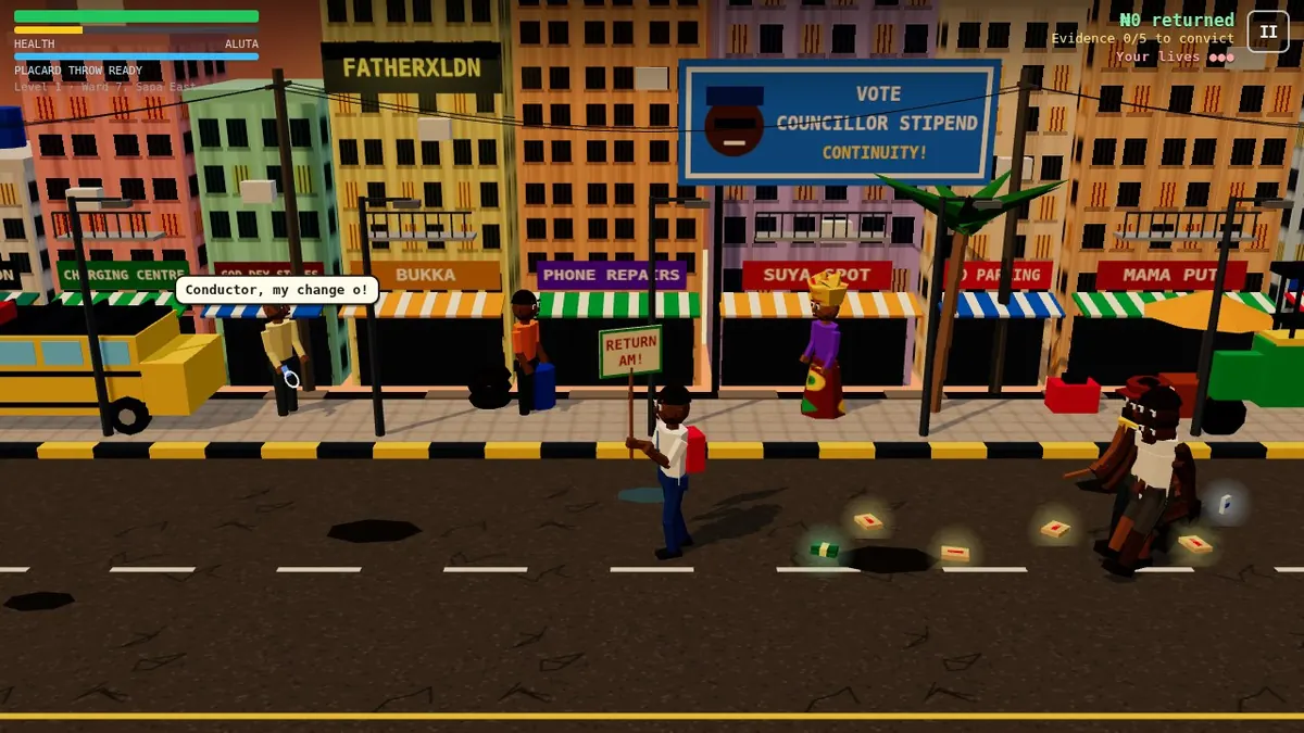 Glowing documents and a naira note lying on the road after a fight